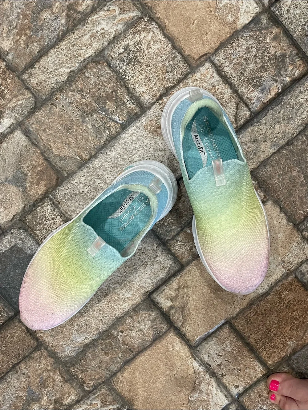 Skechers Arch Fit Good Vibrations - Women (7.5) Pastel Rainbow Slip On